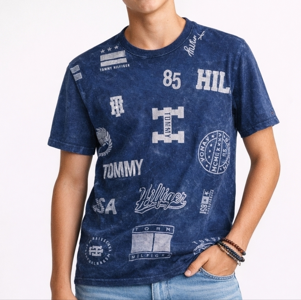 3/$30 TOMMY HILFIGER Blue Logo Tshirt Size 18 Boy